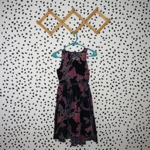 Rare Editions Navy Velvet Floral Print Sleeveless Girls Dress